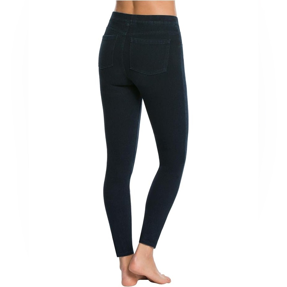 SPANX Jean-ish Ankle Leggings Black Pull-On Jeggings Size M Shaping Denim Look